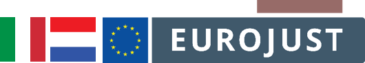 Flags of IT NL, and logo of Eurojust